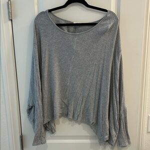 Casual Gray Medium Women's Ribbed long sleeve tunic